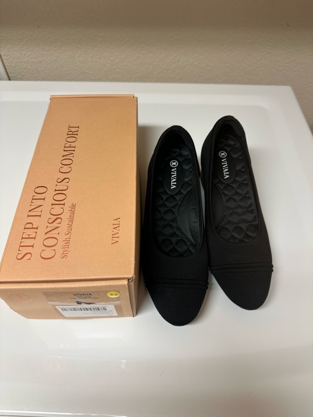 Vivaia Black Knit Block Heels- Slip-On Comfort